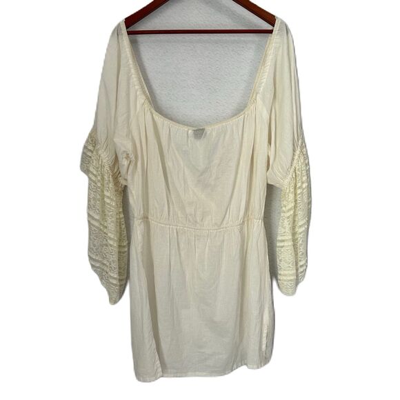 Kashi Top Women XL Ivory Cotton Lace Sweetheart Peasant Boho Pirate Regency - Picture 2 of 11
